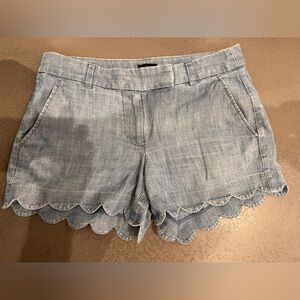 J Crew denim look scalloped shorts 3.5 inch size 2